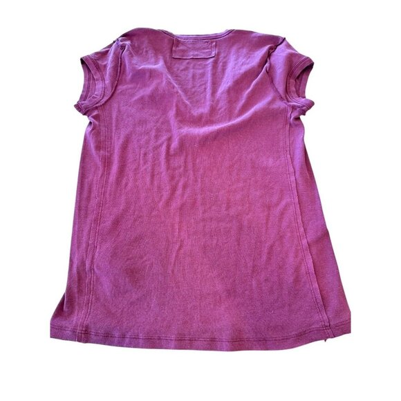 We the Free People Burgundy Mauve V-Neck Top T-Shirt Women’s XS Short Cap Sleeve - Picture 5 of 5